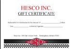 Gift Certificate PN:HESGC1000